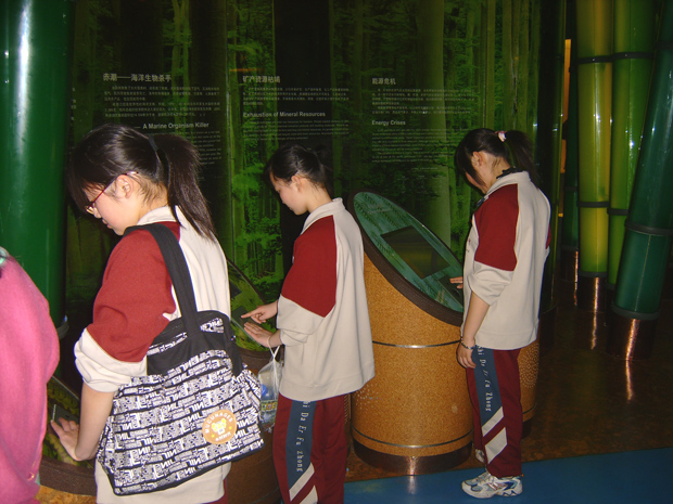 young students in Shanghai Science and Technology Museum